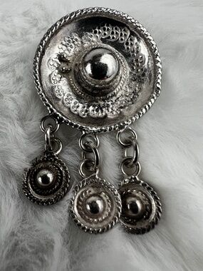 Vintage Sterling Silver JCSR Mexico Sombrero Brooch